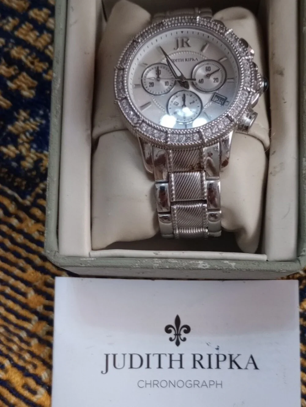 NIB JUDITH RIPKA Silver Stainless Steel Diamonique Accented Women's Watch